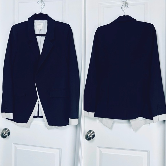 Favorite Daughter Kelly Blazer Black Ivory Trim Tuxedo Style Two Tone Jacket S - Picture 3 of 14